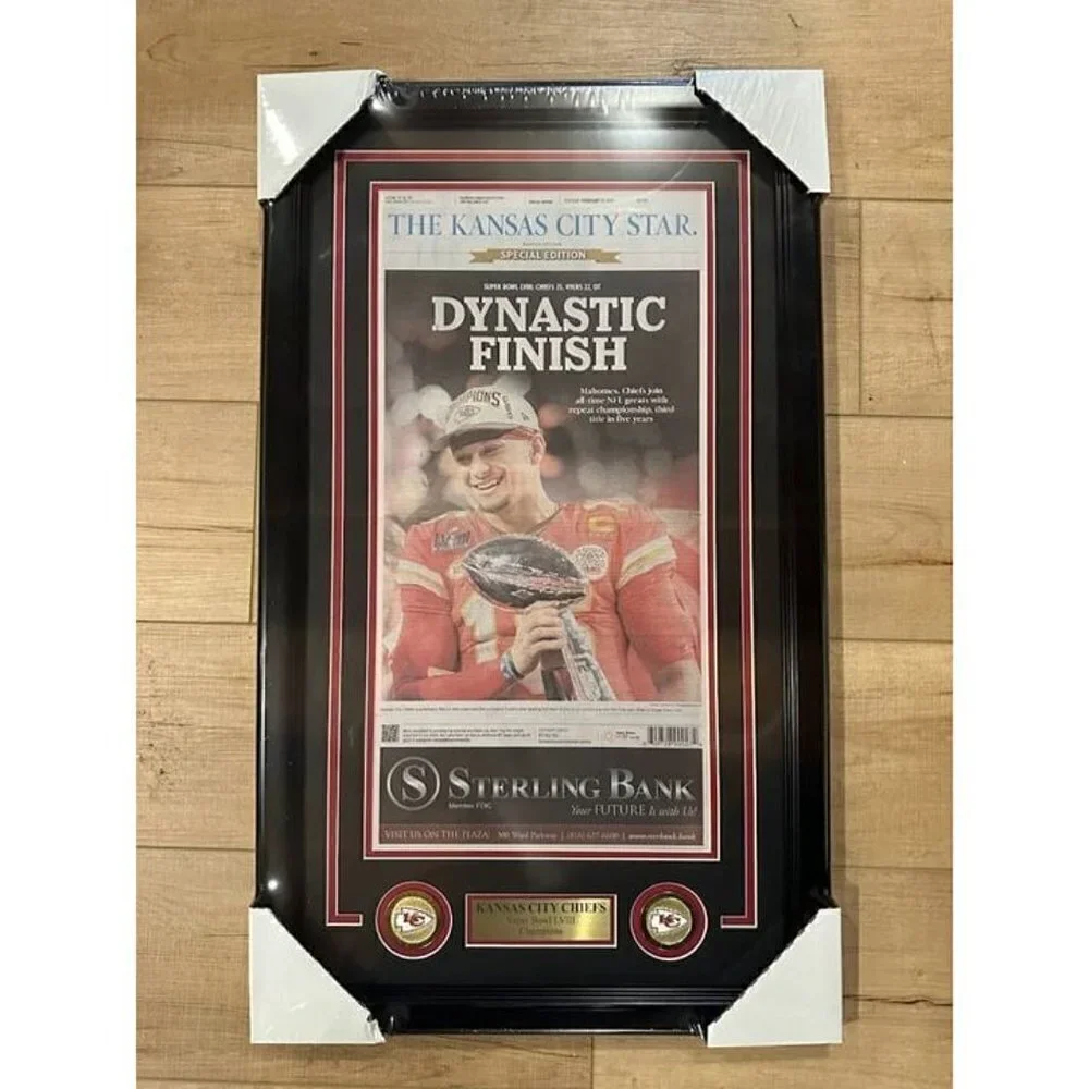 Kansas City Chiefs Super Bowl LVIII Kansas City Star Newspaper Framed